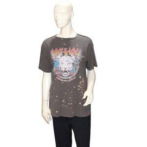 Baevely Rock & Roll Graphic Tee Distressed Black Size M